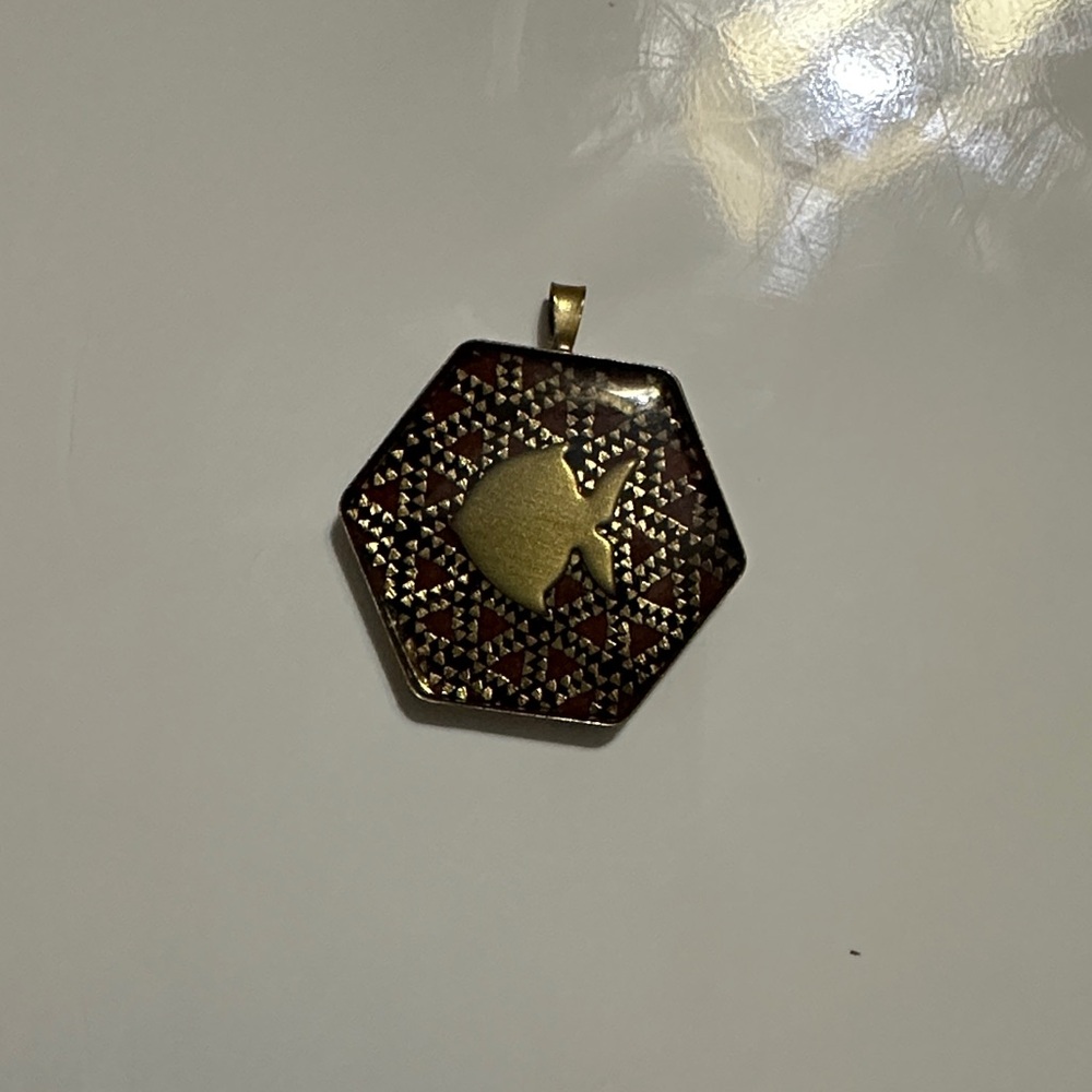 Geometric Gold and Black Pendant